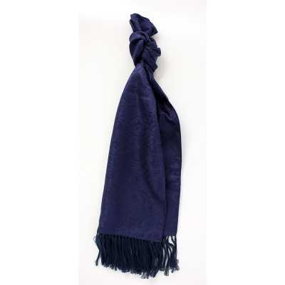 VST-1 Khăn choàng sử dụng vải lụa VANNERS, họa tiết paisley, màu xanh hải quân