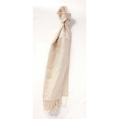 VST-4 Khăn choàng sử dụng vải lụa VANNERS, họa tiết paisley, màu vàng champagne