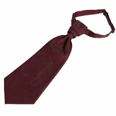 YT-23 Cà vạt ascot jacquard (cà vạt euro) sản xuất tại Nhật Bản, họa tiết xương cá, màu đỏ sẫm