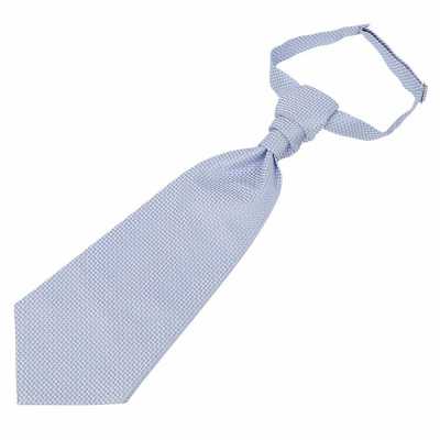 YT-27 Cà vạt ascot jacquard (cà vạt Euro) họa tiết kẻ caro, sản xuất tại Nhật Bản, màu xanh sax