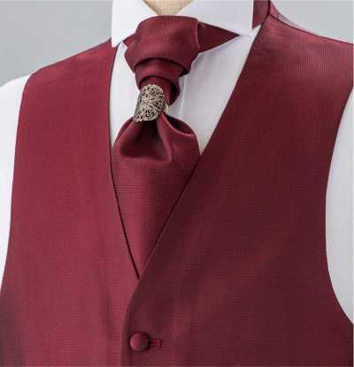 YT-302 Cà vạt ascot lụa nội địa (Euro tie) họa tiết nhỏ màu đỏ rượu
