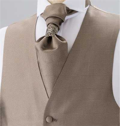 YT-303 Cà vạt ascot lụa sản xuất tại Nhật (euro tie) họa tiết komon màu nâu