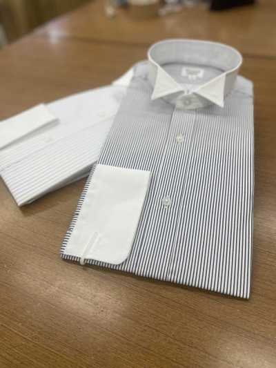 クレリックシャツ Áo sơ mi formal sọc cổ cánh én cleric