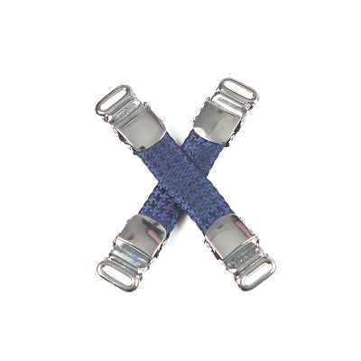 VAB-09 Dây garter áo sơ mi lụa VANNERS họa tiết kẻ chân chó màu xanh navy