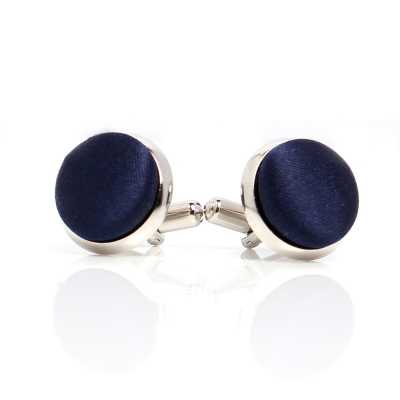 CUFF-V01 Khuy măng sét bọc vải lụa VANNERS, màu xanh navy