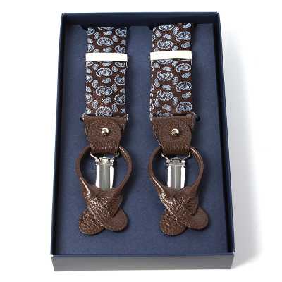VSR-57 Dây đeo quần lụa VANNERS họa tiết paisley màu nâu