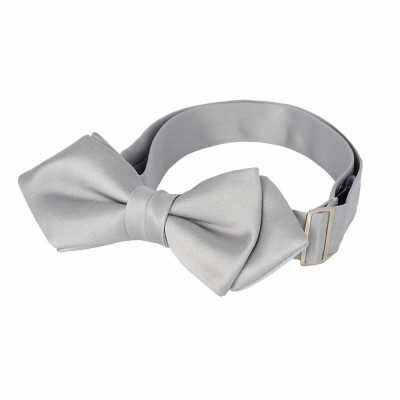 BFK-501 Nơ bướm cánh nhọn chất liệu cao cấp, dùng vải lụa bóng, màu bạc