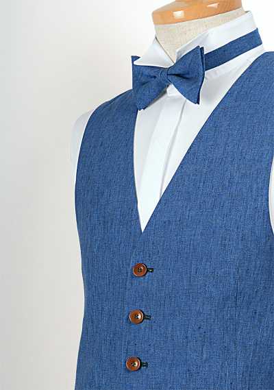 LV-2 Áo gile linen sản xuất tại Nhật màu xanh