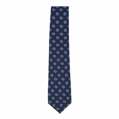 HVN-58 VANNERS cà vạt len lụa thủ công họa tiết nhỏ, xanh navy