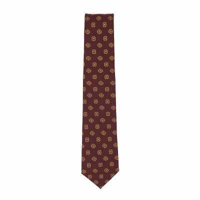 HVN-60 Cà vạt handmade lụa wool VANNERS họa tiết nhỏ màu đỏ sẫm