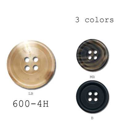 600-4H Nút sừng trâu nước thật 4 lỗ, sản xuất trong nước, dùng cho vest và áo jacket