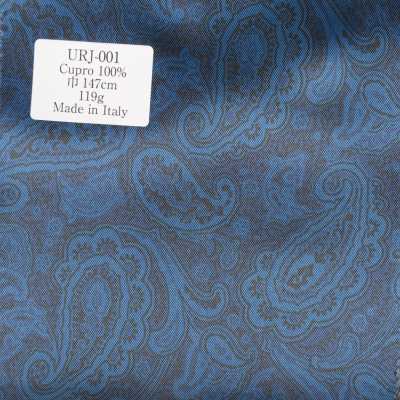 URJ-001 Sản xuất tại Ý, lót in 100% cupra, họa tiết paisley màu xanh