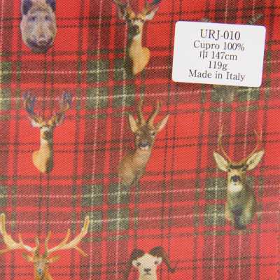 URJ-010 Lót in 100% cupro sản xuất tại Ý, họa tiết kẻ tartan trên họa tiết động vật