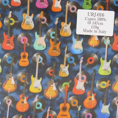 URJ-016 Lót in 100% cupra sản xuất tại Ý, họa tiết guitar & đĩa hát