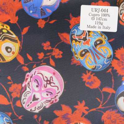 URJ-044 Lớp lót in cupro 100% sản xuất tại Ý, họa tiết nhân vật đeo mặt nạ phong cách pop