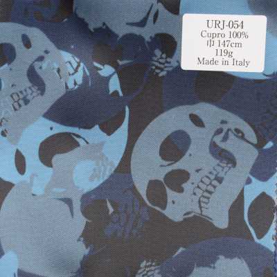 URJ-054 Lót in 100% cupro, sản xuất tại Ý, họa tiết xương sọa tông xanh