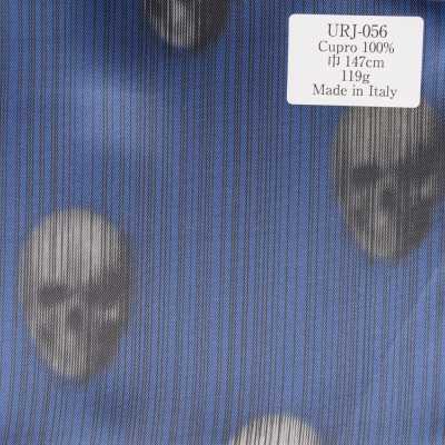 URJ-056 Lót in 100% cupro, họa tiết bộ xương phong cách kinh dị tối, sản xuất tại Ý