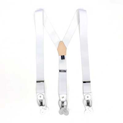 SR-WHITE SR-WHITE Dây đeo quần EXCY Braces trắng trơn 2in1 35mm co giãn
