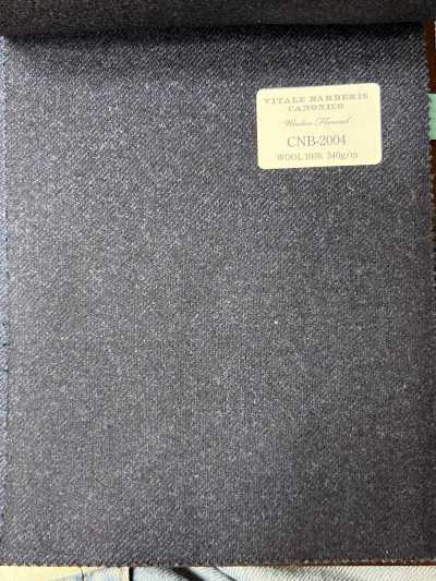 CNB2004 CANONICO Vải flannel len kinh điển màu xanh navy trơn