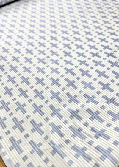 AI-12 Lụa jacquard họa tiết hình học màu trắng ngà 【Hàng outlet】