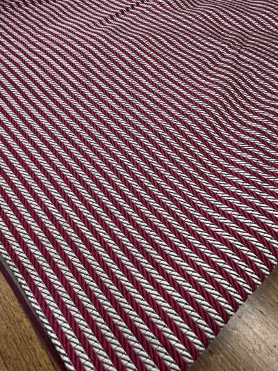AI-14 Jacquard lụa sọc ngang màu đỏ nâu x bạc 【hàng thanh lý】