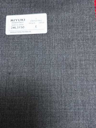 2ML3150 26AW MIYUKI ESSENTIALS vải chéo co giãn màu xám trung tính vải trơn không hoạ tiết