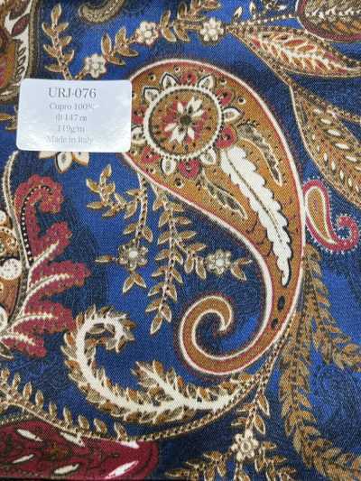 URJ-076 Lót in 100% cupro sản xuất tại Ý, họa tiết paisley cỡ lớn, màu xanh dương