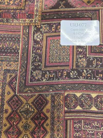 URJ-077 Lót in cupro 100% sản xuất tại Ý, họa tiết đa màu, màu bordeaux