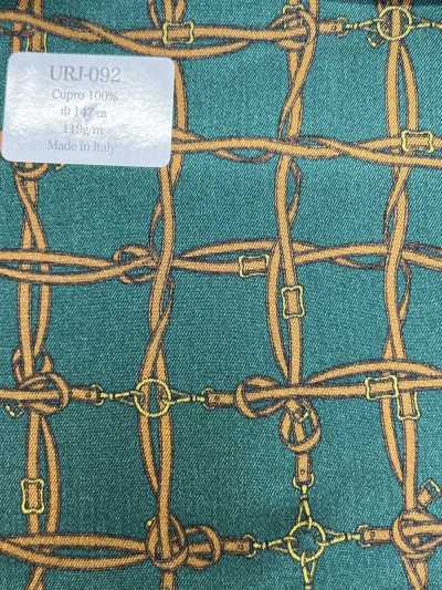 URJ-092 Lót in 100% cupro sản xuất tại Ý, họa tiết kẻ ô Belt, xanh lá