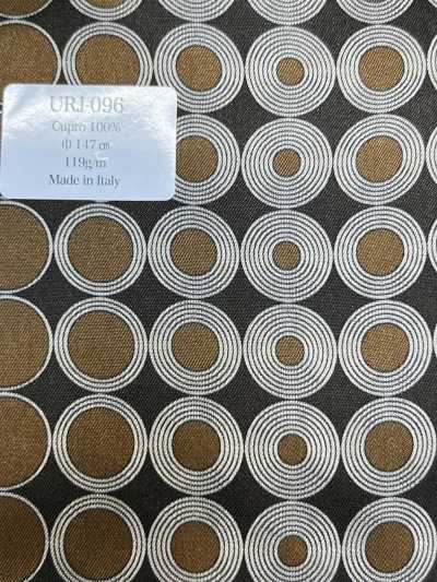 URJ-096 Vải lót in cupro 100% sản xuất tại Ý, chấm bi đa màu, nâu × đen