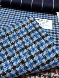 MH6511-BL Vải Wool Mohair Worsted Tiêu Chuẩn, Sản Xuất Tại Nhật Bản (Kiểu Tonic), Kẻ Caro Màu Xanh Dương Ảnh phụ