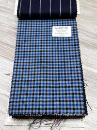MH6511-BL Vải Wool Mohair Worsted Tiêu Chuẩn, Sản Xuất Tại Nhật Bản (Kiểu Tonic), Kẻ Caro Màu Xanh Dương Ảnh phụ