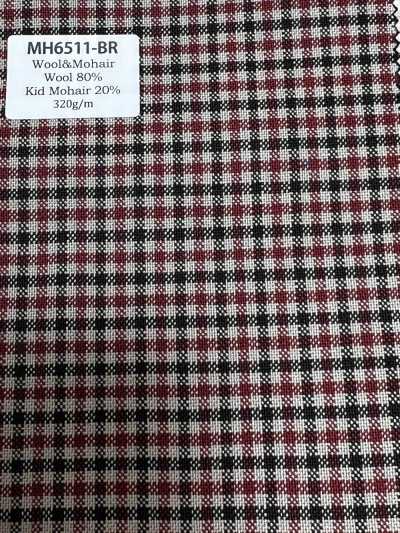 MH6511-BR Hàng cơ bản, vải wool mohair dệt kiểu tonic, kẻ caro nâu