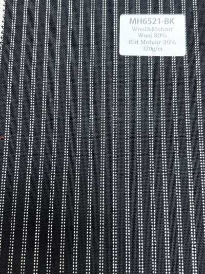 MH6521-BK Hàng cơ bản Vải wool mohair dệt worsted trong nước (phong cách tonic) kẻ sọc đen