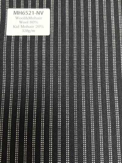 MH6521-NV Cơ bản vải wool mohair worsted nội địa (kiểu tonic) sọc xanh navy