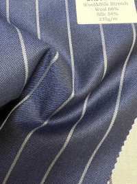 SK5524-BL Vải Kẻ Sọc Len Lụa Co Giãn Sản Xuất Tại Nhật Bản, Màu Xanh Navy Tiêu Chuẩn Ảnh phụ