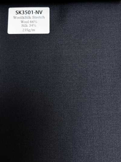 SK3501-NV Mẫu cơ bản vải lụa len co giãn nội địa Nhật, màu xanh navy