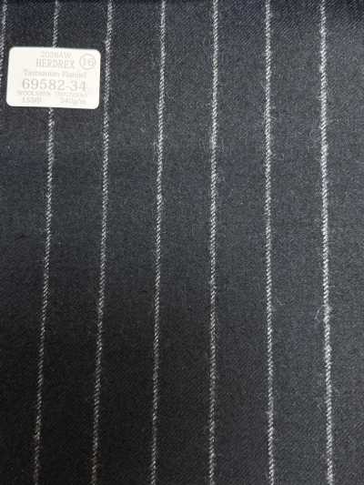 69582-34 26AW HERDREX 【Tasmanian Flannel】 lụa và len xanh navy sọc