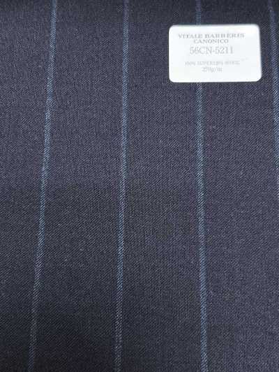 56CN5211 CANONICO vải flannel cổ điển xanh navy/xanh dương kẻ sọc
