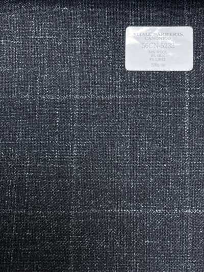 56CN5232 CANONICO Vải vest wool, silk & linen cao cấp Xanh lá / trắng ngà kẻ ô cửa sổ