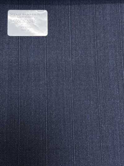 56CN5240 CANONICO Vải len chải kỹ truyền thống 21 xanh navy đậm sọc mờ