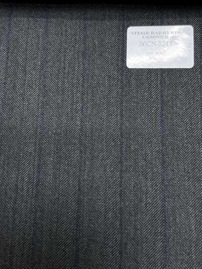 56CN5243 CANONICO Vải worsted truyền thống 21 sọc xanh lá/xanh navy