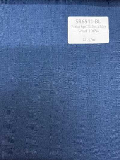 SR6511-BL Tiêu chuẩn sản xuất tại Nhật cao cấp Super120' sợi đơn co giãn Solaro màu xanh vải trơn không hoạ ti