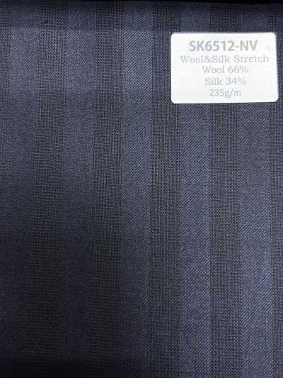 SK6512-NV Hàng nội địa, vải lụa len co giãn màu xanh navy kẻ sọc