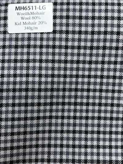 MH6511-LG Tiêu chuẩn  Sản xuất tại Nhật Bản vải wool mohair worsted (phong cách tonic) xám nhạt kẻ caro
