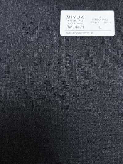 3ML4471 26AW MIYUKI ESSENTIALS STRETCH TWILL xám than vải trơn không hoạ tiết