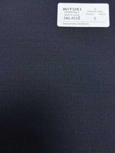 3ML4526 26AW Miyuki Fabric MIYUKI ESSENTIALS STRETCH TWILL xanh navy vải trơn không hoạ tiết