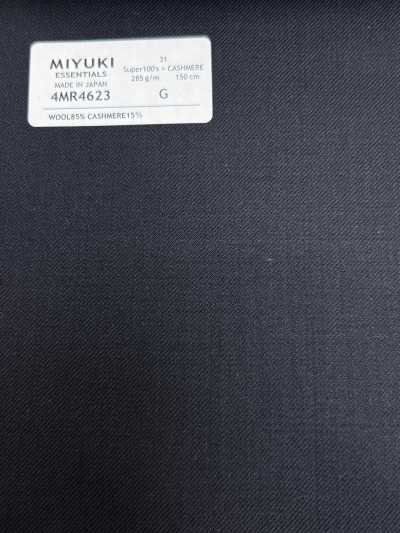 4MR4623 26AW Super100's × CASHIMERE xanh navy vải trơn không hoạ tiết