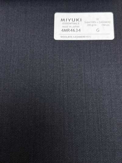 4MR4634 26AW Super100's × CASHIMERE xanh navy vải trơn không hoạ tiết