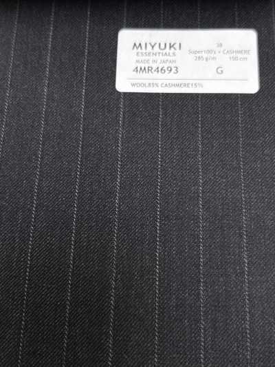 4MR4693 26AW Super100's × cashmere xám than chì kẻ sọc